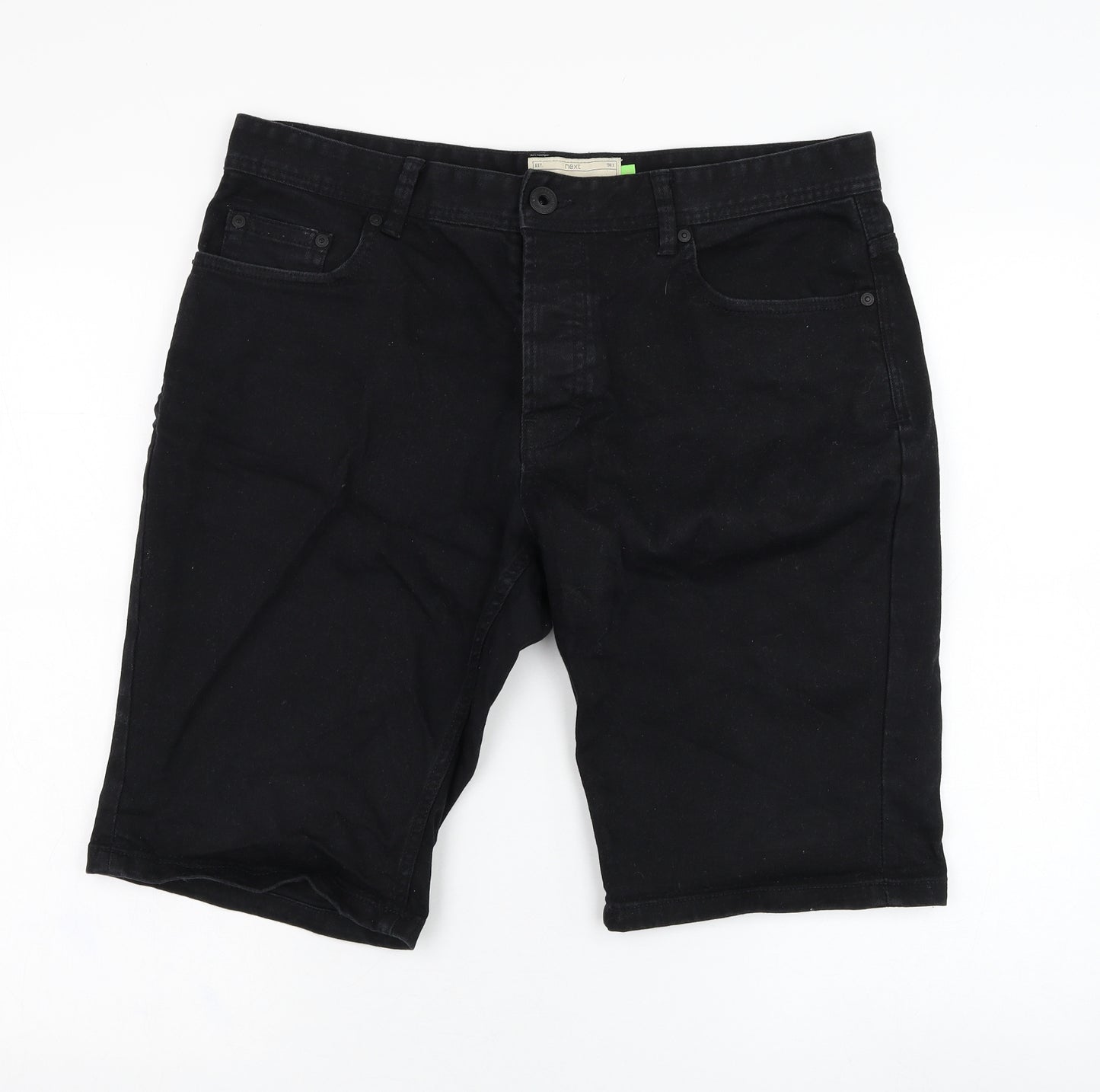 NEXT Mens Black  Cotton Bermuda Shorts Size 34 in L11 in Regular Zip