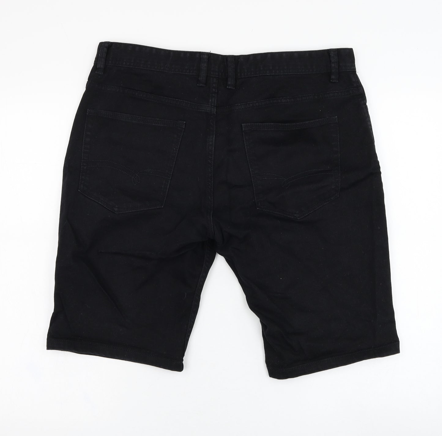 NEXT Mens Black  Cotton Bermuda Shorts Size 34 in L11 in Regular Zip