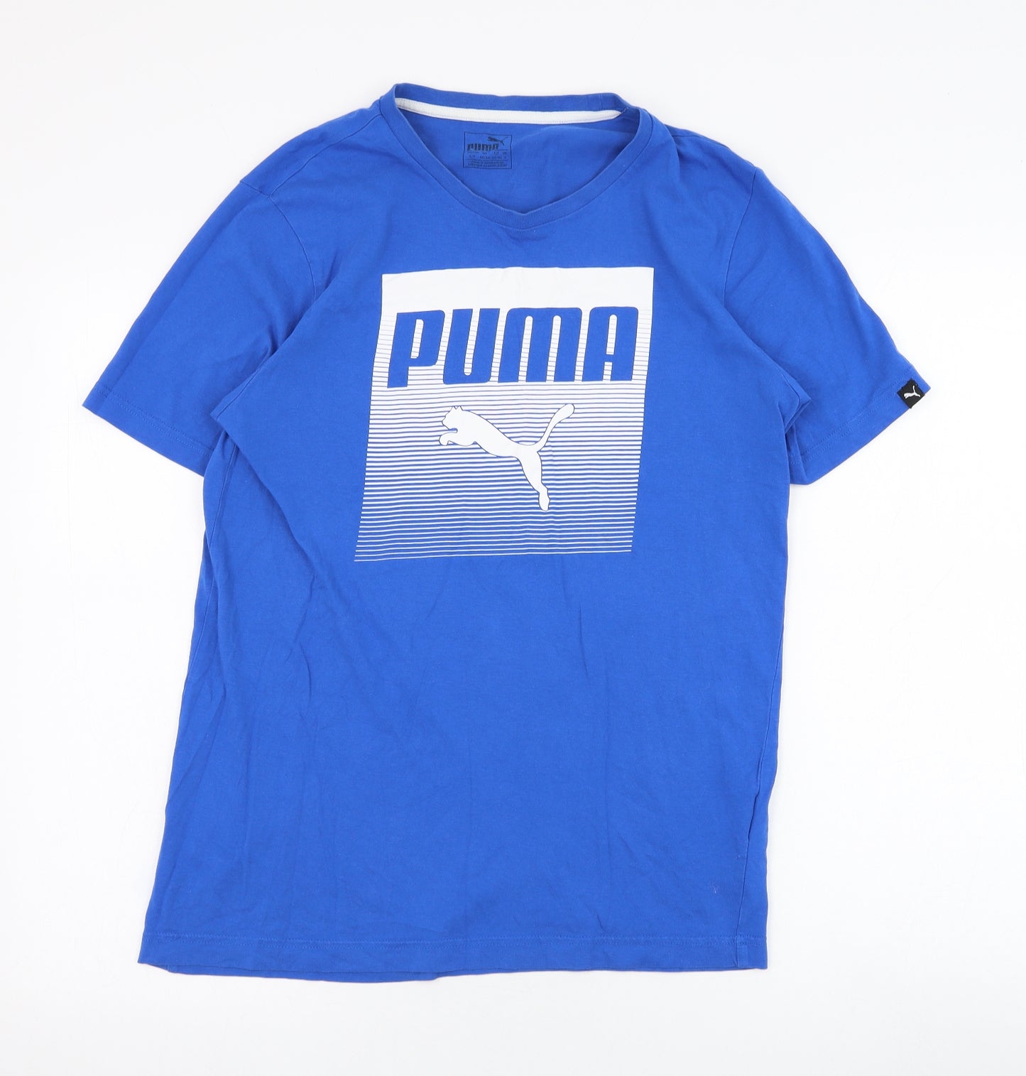 PUMA Mens Blue  Cotton  T-Shirt Size S Round Neck