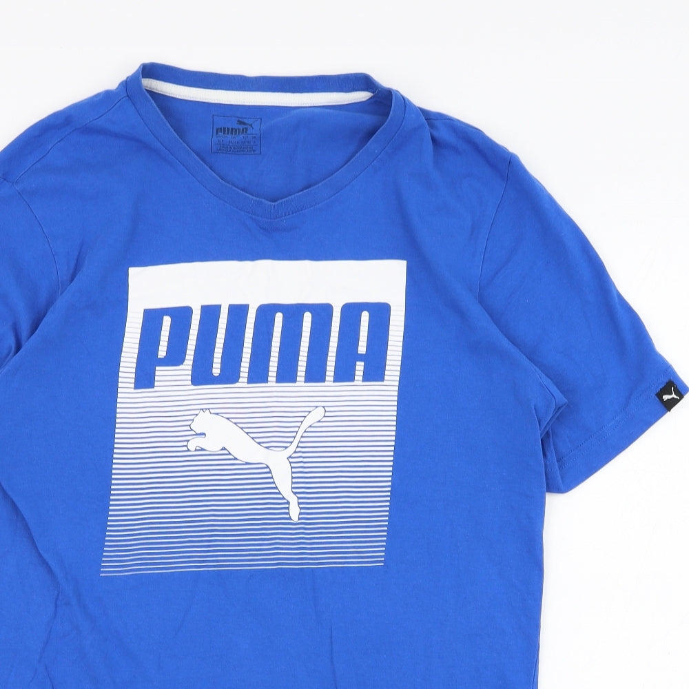 PUMA Mens Blue  Cotton  T-Shirt Size S Round Neck