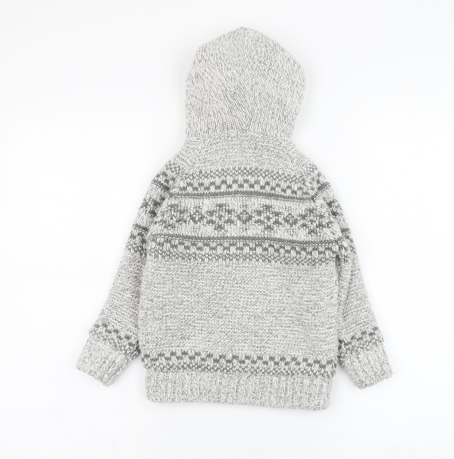 George Boys Grey  Acrylic Full Zip Hoodie Size 2-3 Years  Zip