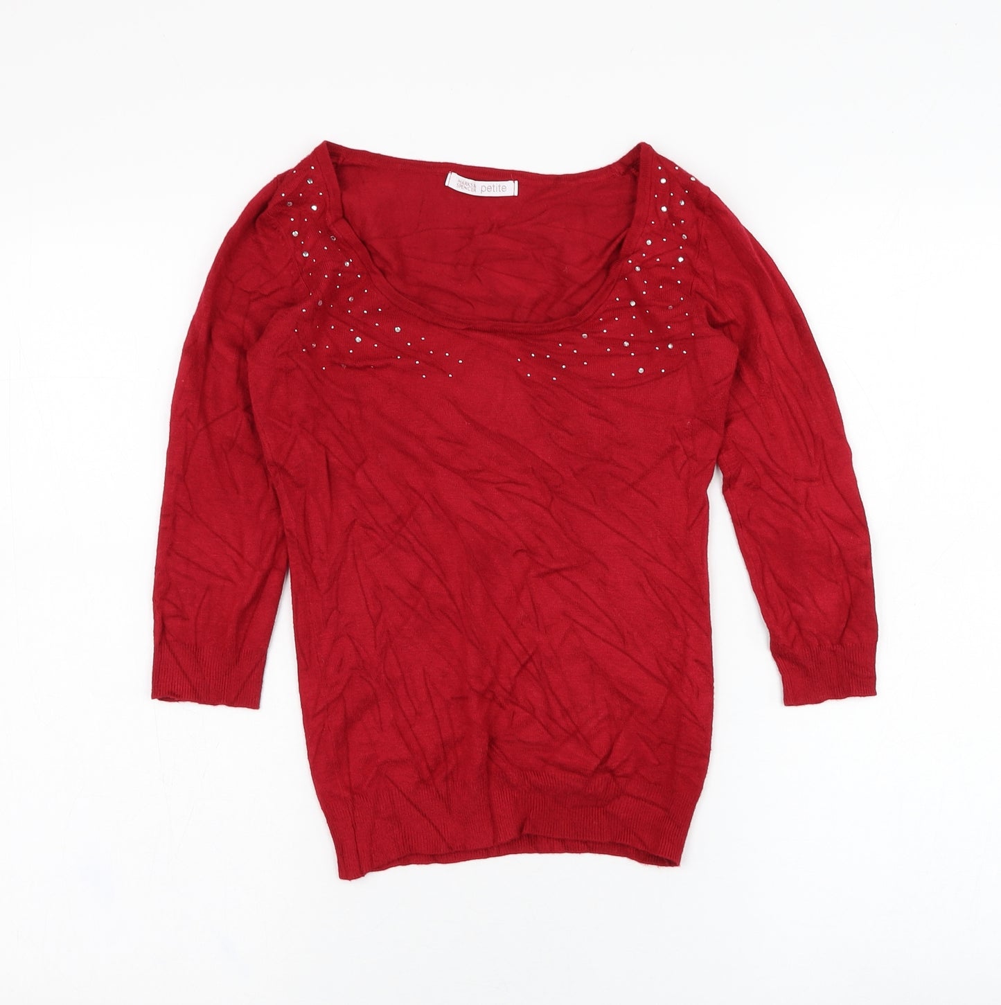 Marks and Spencer Womens Red Scoop Neck  Viscose Pullover Jumper Size 6