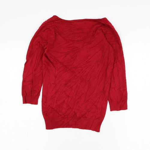 Marks and Spencer Womens Red Scoop Neck  Viscose Pullover Jumper Size 6