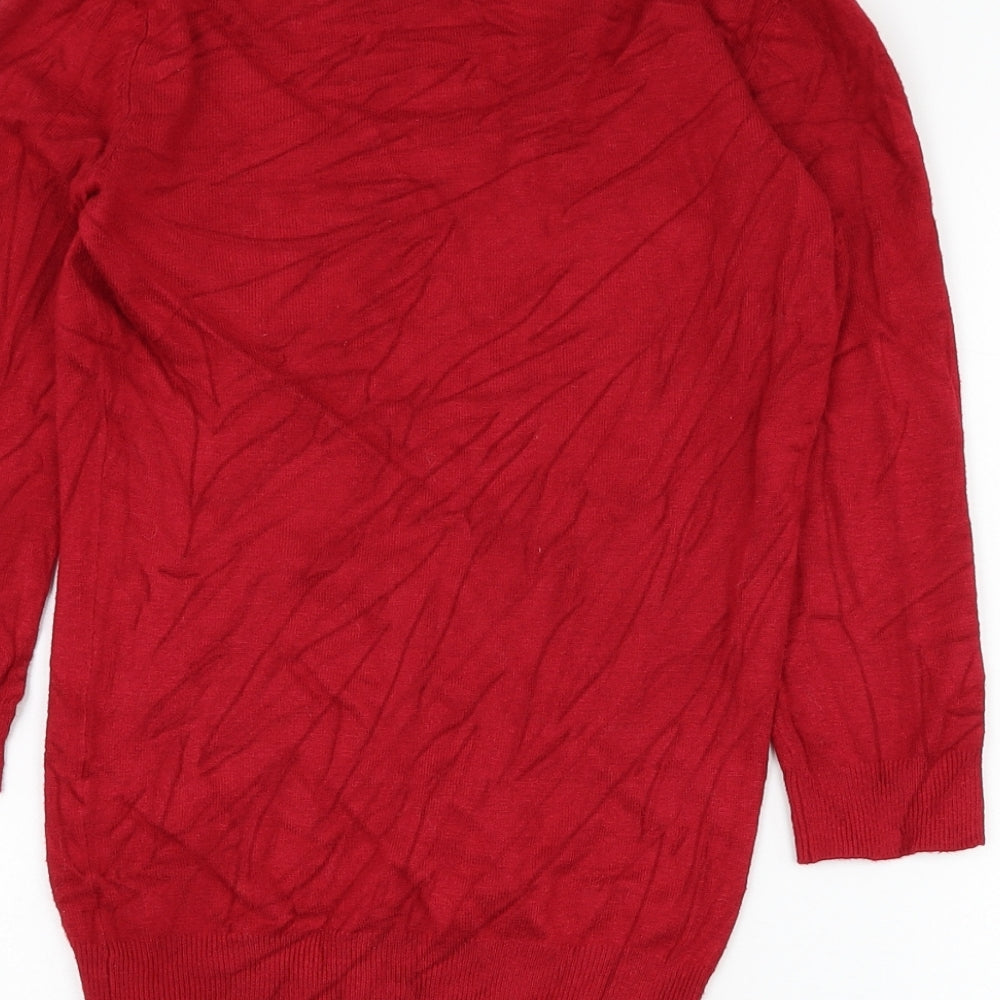 Marks and Spencer Womens Red Scoop Neck  Viscose Pullover Jumper Size 6