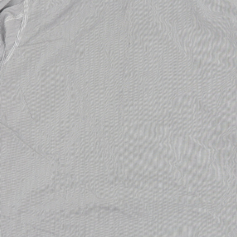 Firetrap Mens Grey Striped Cotton  Button-Up Size XL Round Neck Button