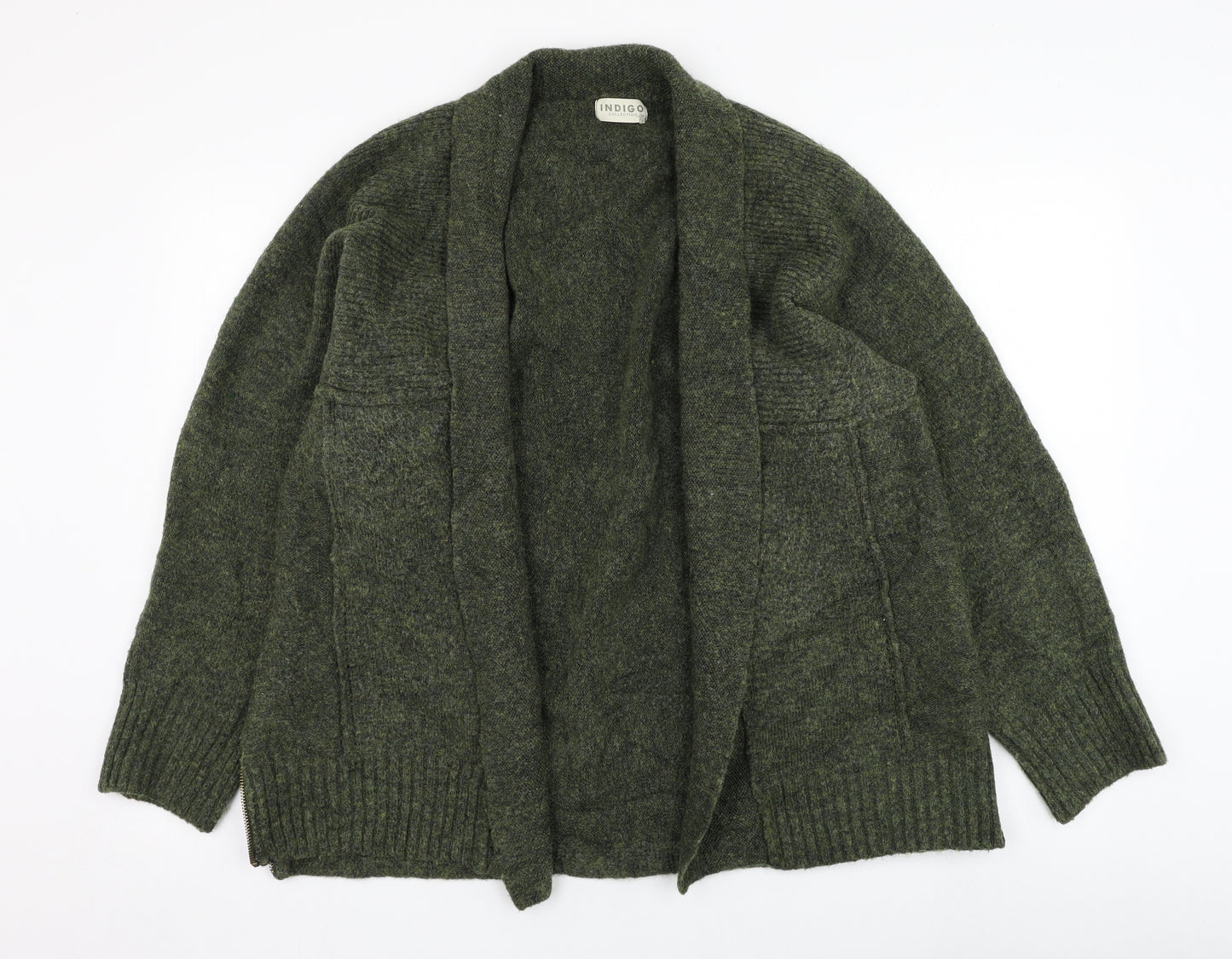 Marks and Spencer Womens Green Square Neck  Acrylic Cardigan Jumper Size L