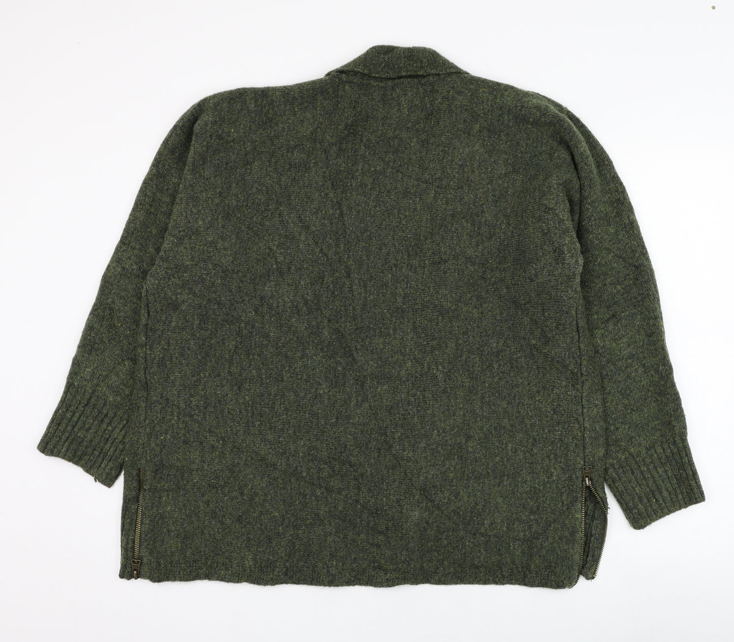 Marks and Spencer Womens Green Square Neck  Acrylic Cardigan Jumper Size L