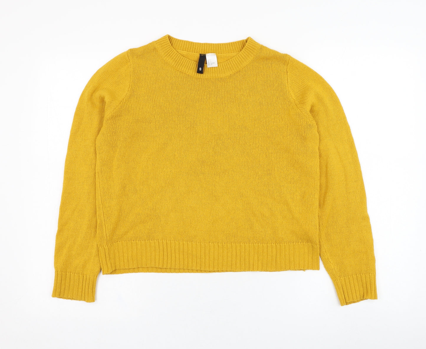 H&M Womens Yellow Round Neck  Acrylic Pullover Jumper Size S