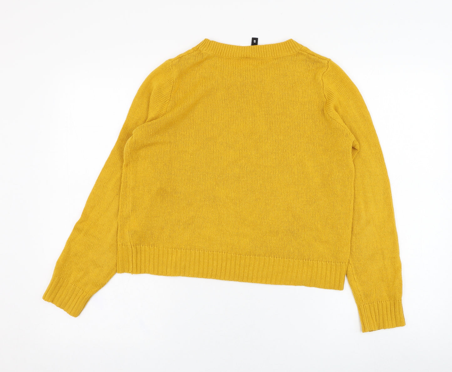 H&M Womens Yellow Round Neck  Acrylic Pullover Jumper Size S