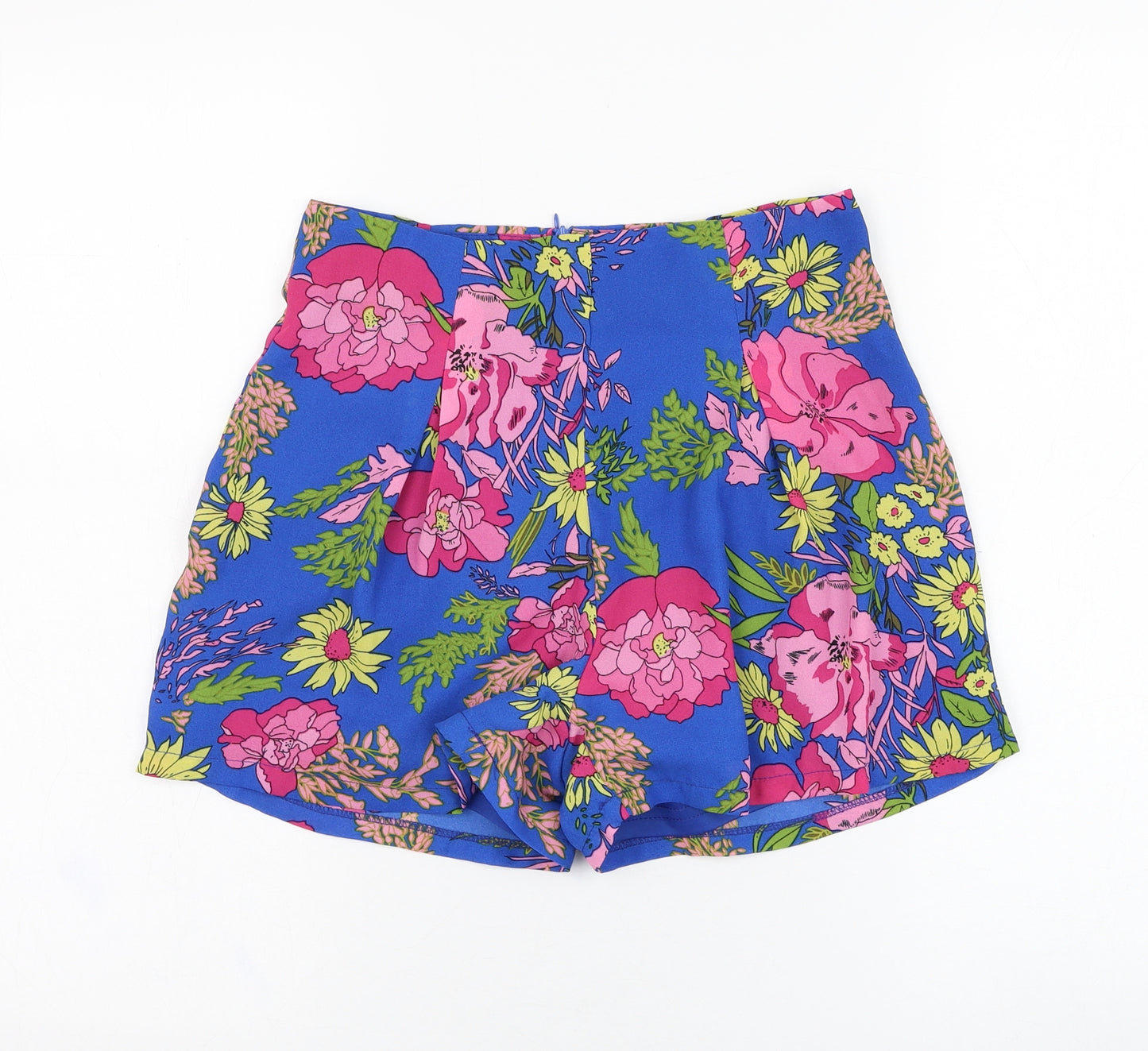 Exhibit Womens Blue Floral Polyester Culotte Shorts Size 8 L3 in Regular Zip