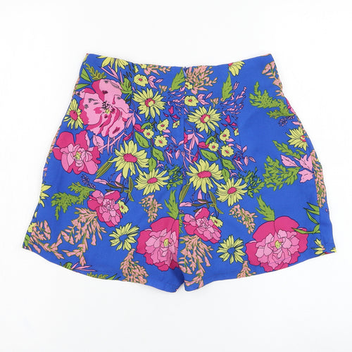 Exhibit Womens Blue Floral Polyester Culotte Shorts Size 8 L3 in Regular Zip