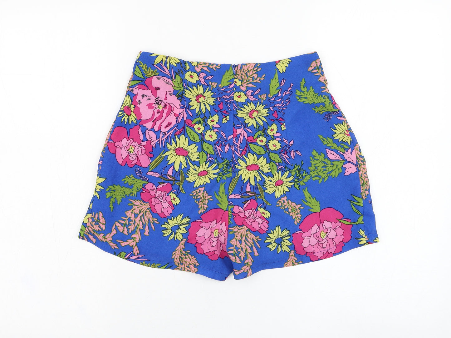 Exhibit Womens Blue Floral Polyester Culotte Shorts Size 8 L3 in Regular Zip