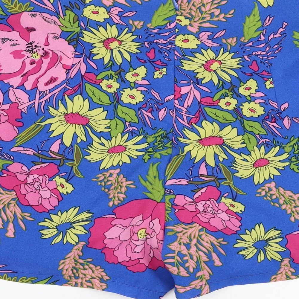 Exhibit Womens Blue Floral Polyester Culotte Shorts Size 8 L3 in Regular Zip