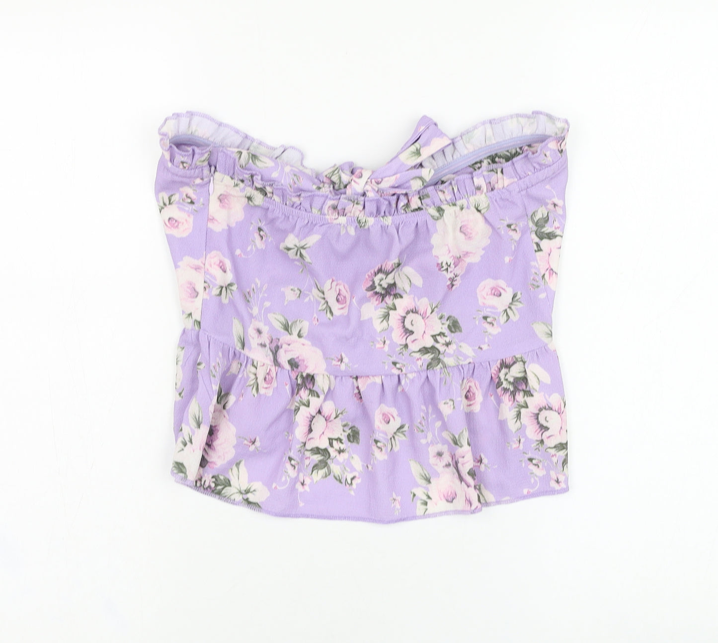 PARISIAN SIGNATURE Womens Purple Floral Polyester Basic Tank Size 8 Off the Shoulder