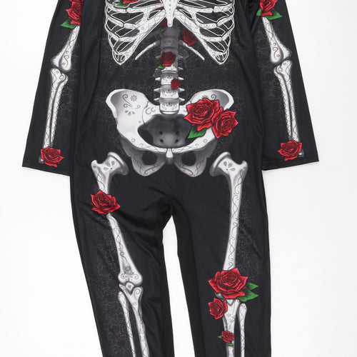 F&F Boys Black Solid Polyester  One Piece Size 7-8 Years  Hook & Loop - Skeleton, Costume, Halloween