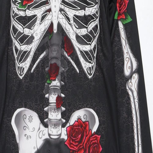 F&F Boys Black Solid Polyester  One Piece Size 7-8 Years  Hook & Loop - Skeleton, Costume, Halloween