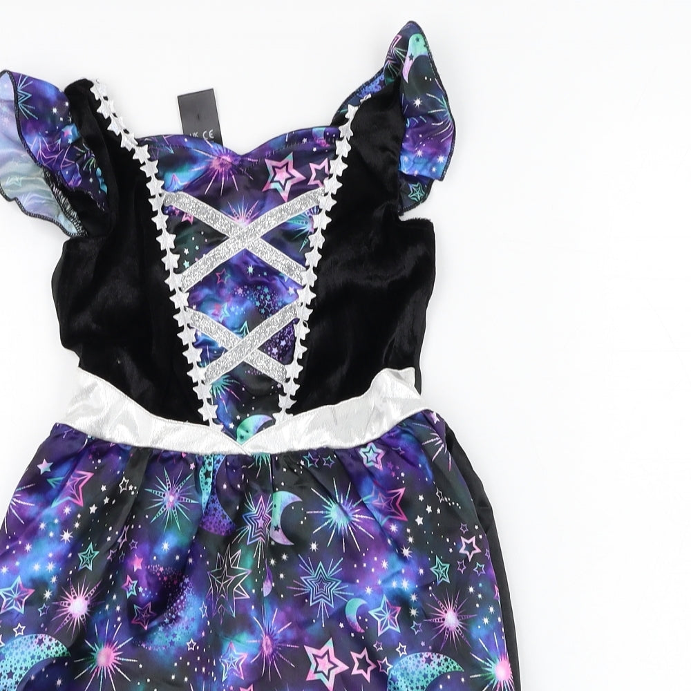 F&F Girls Black  Polyester A-Line  Size 3-4 Years  Square Neck Pullover - Witch, Costume, Halloween