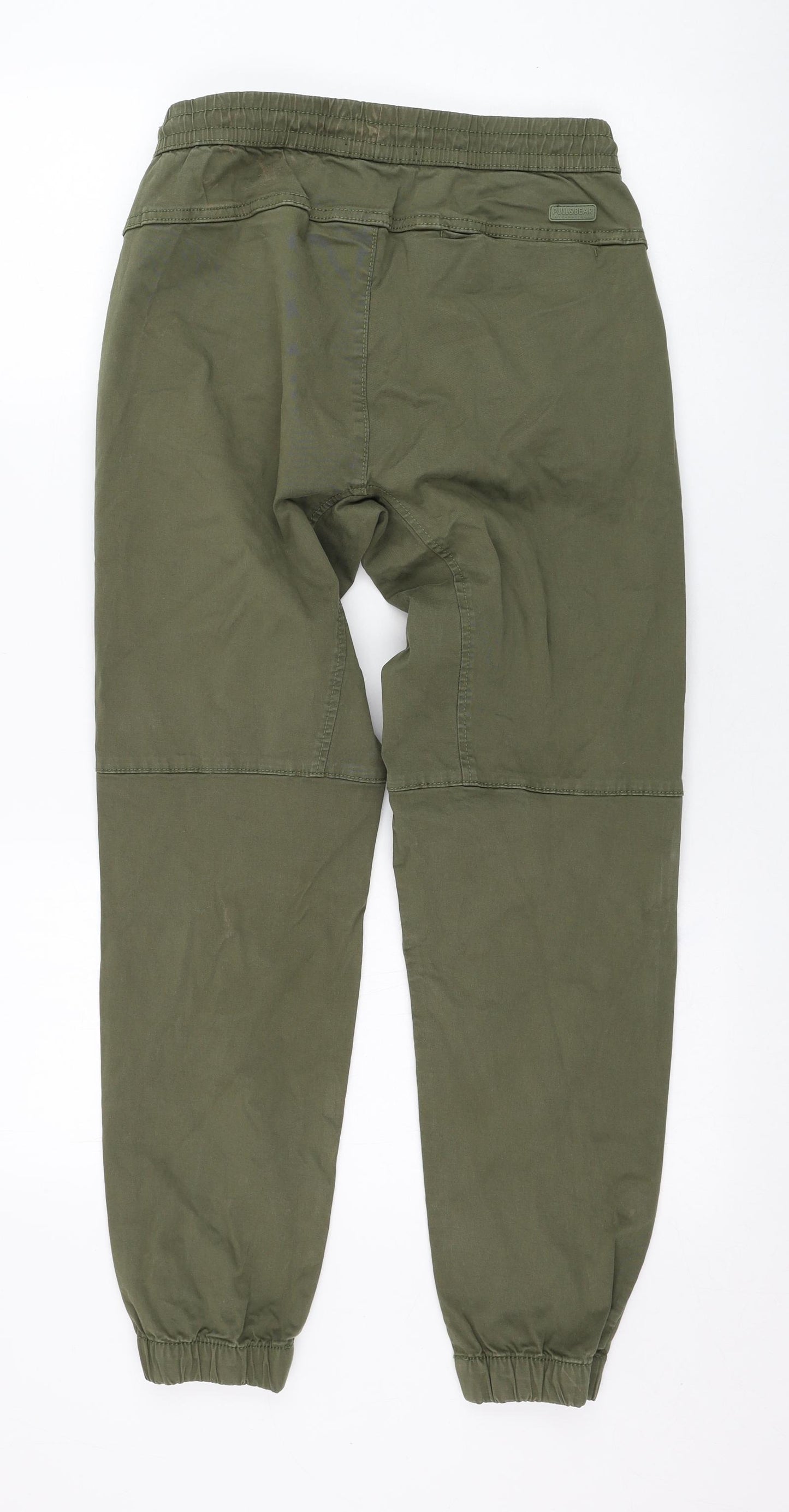 Pull&Bear Womens Green  Cotton Trousers  Size XS L27 in Regular