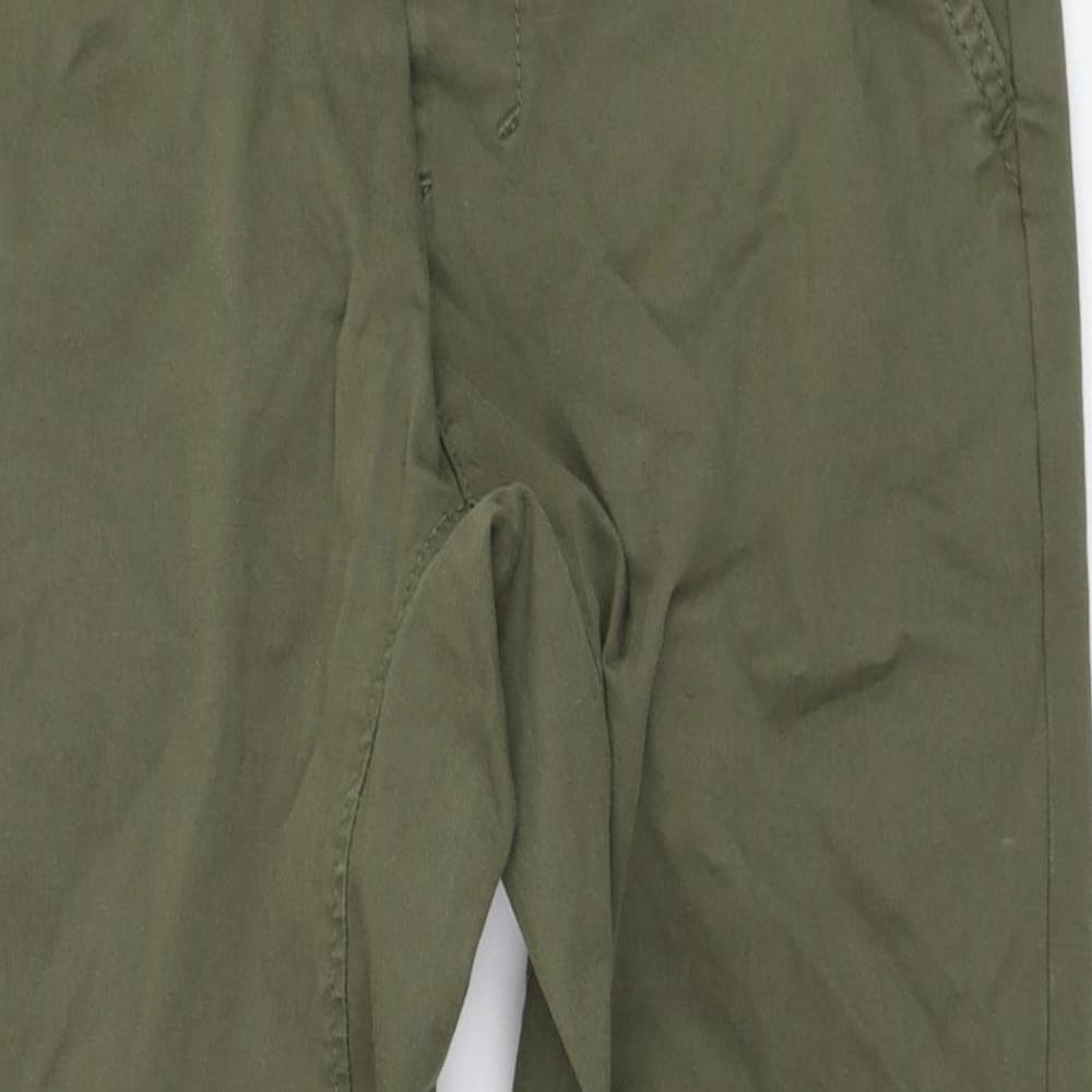 Pull&Bear Womens Green  Cotton Trousers  Size XS L27 in Regular