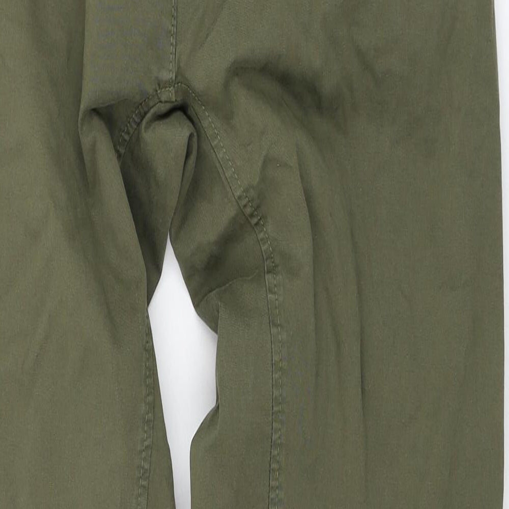 Pull&Bear Womens Green  Cotton Trousers  Size XS L27 in Regular