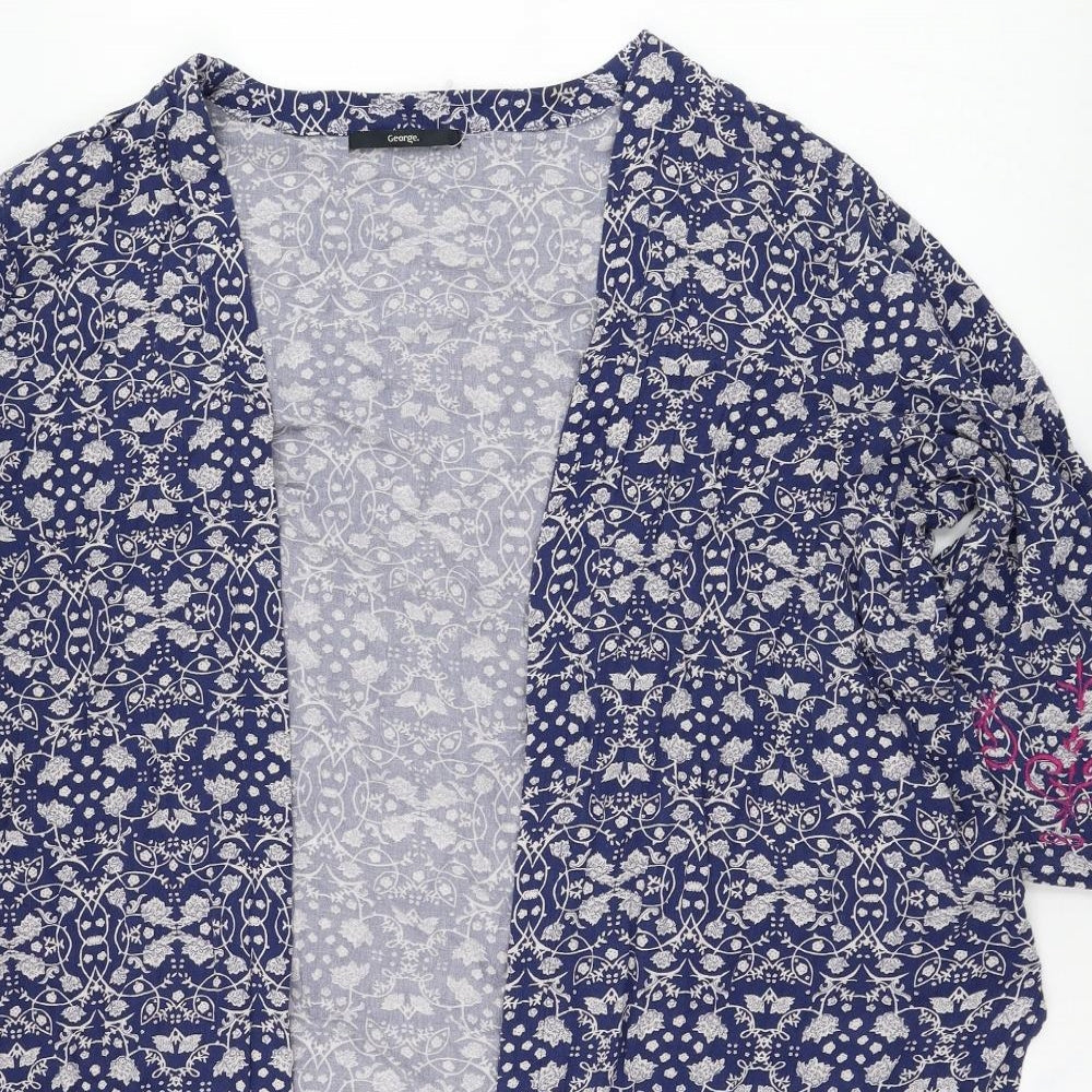 George Womens Blue Square Neck Floral Viscose Cardigan Jumper Size 20
