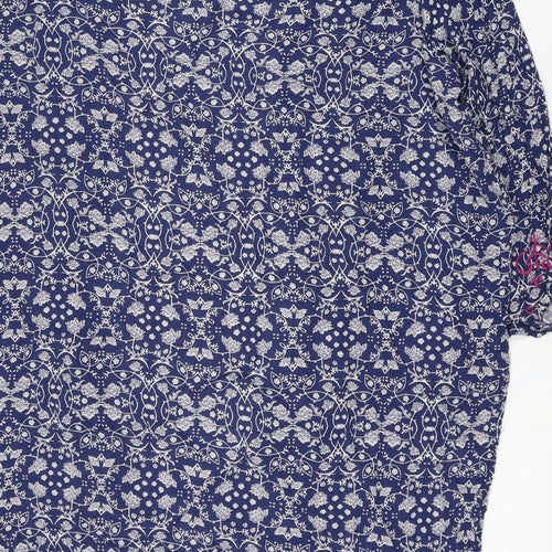 George Womens Blue Square Neck Floral Viscose Cardigan Jumper Size 20
