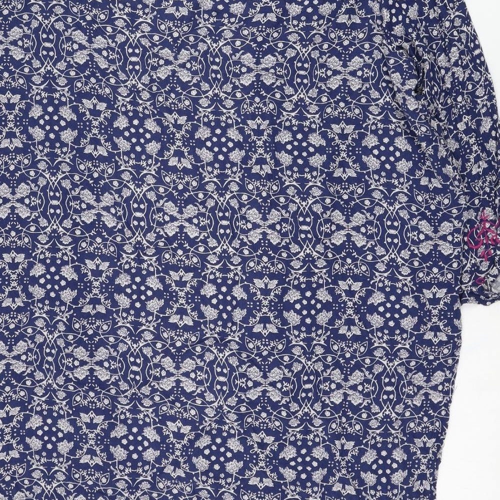 George Womens Blue Square Neck Floral Viscose Cardigan Jumper Size 20