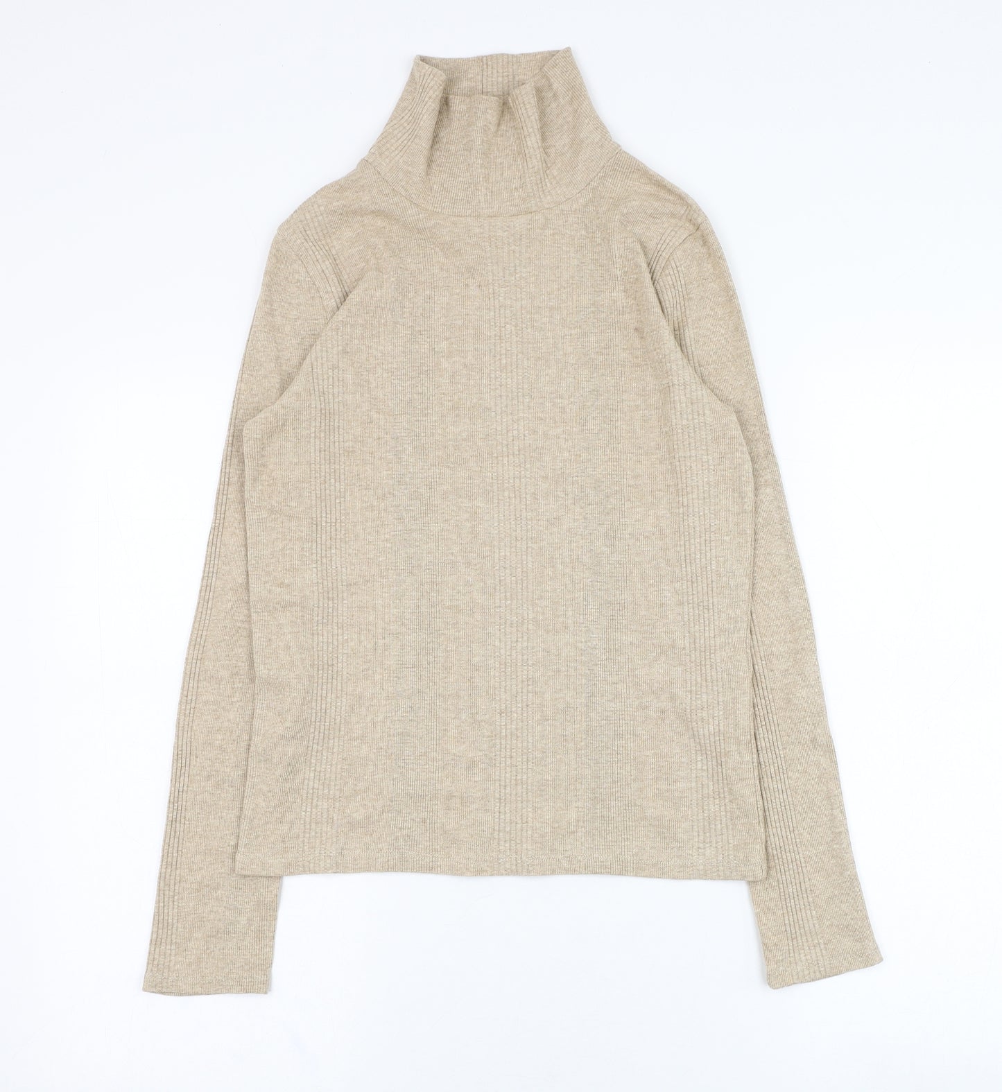 Marks and Spencer Womens Beige High Neck  Cotton Pullover Jumper Size 6