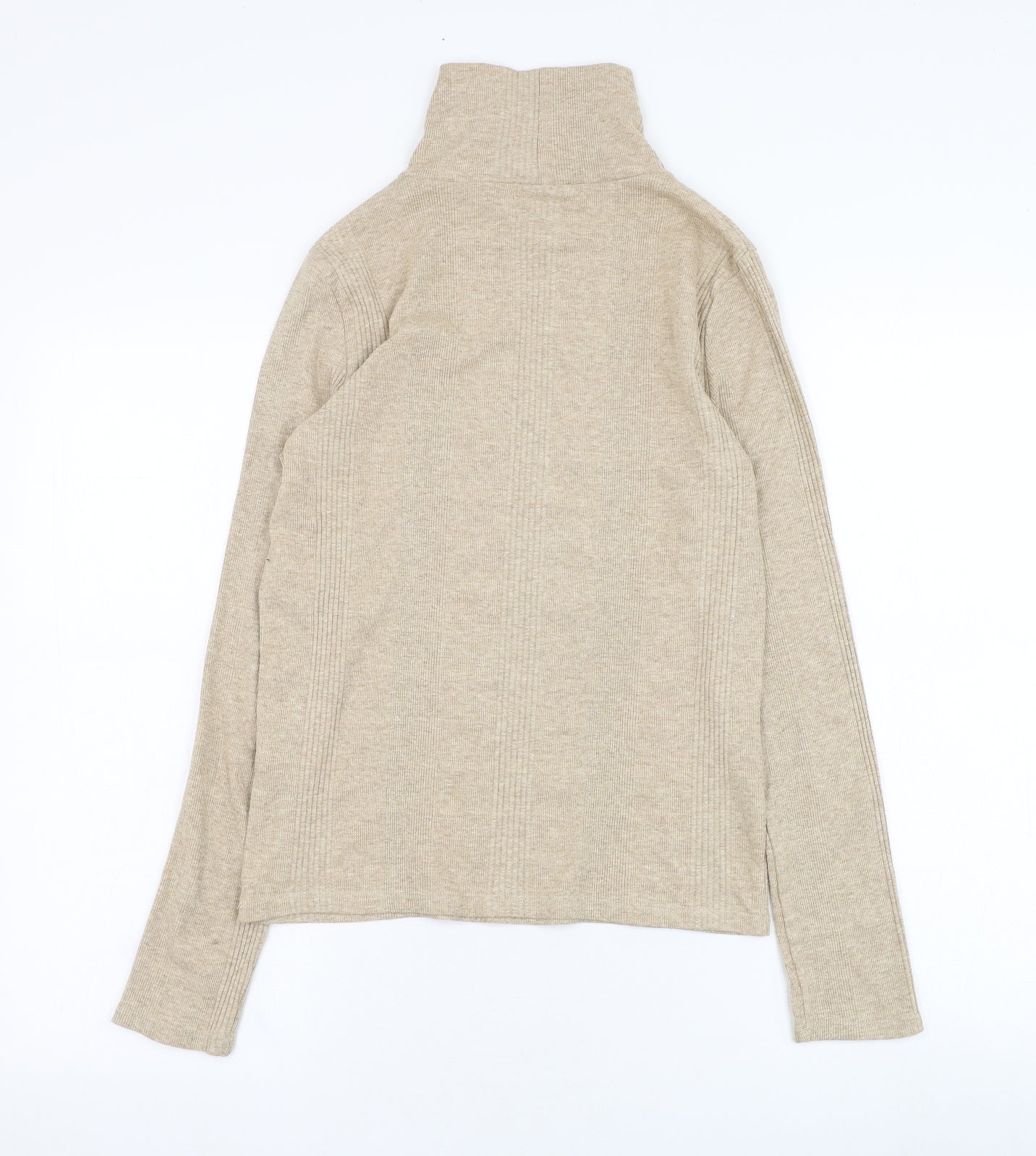 Marks and Spencer Womens Beige High Neck  Cotton Pullover Jumper Size 6