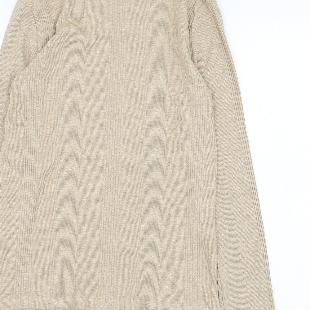 Marks and Spencer Womens Beige High Neck  Cotton Pullover Jumper Size 6