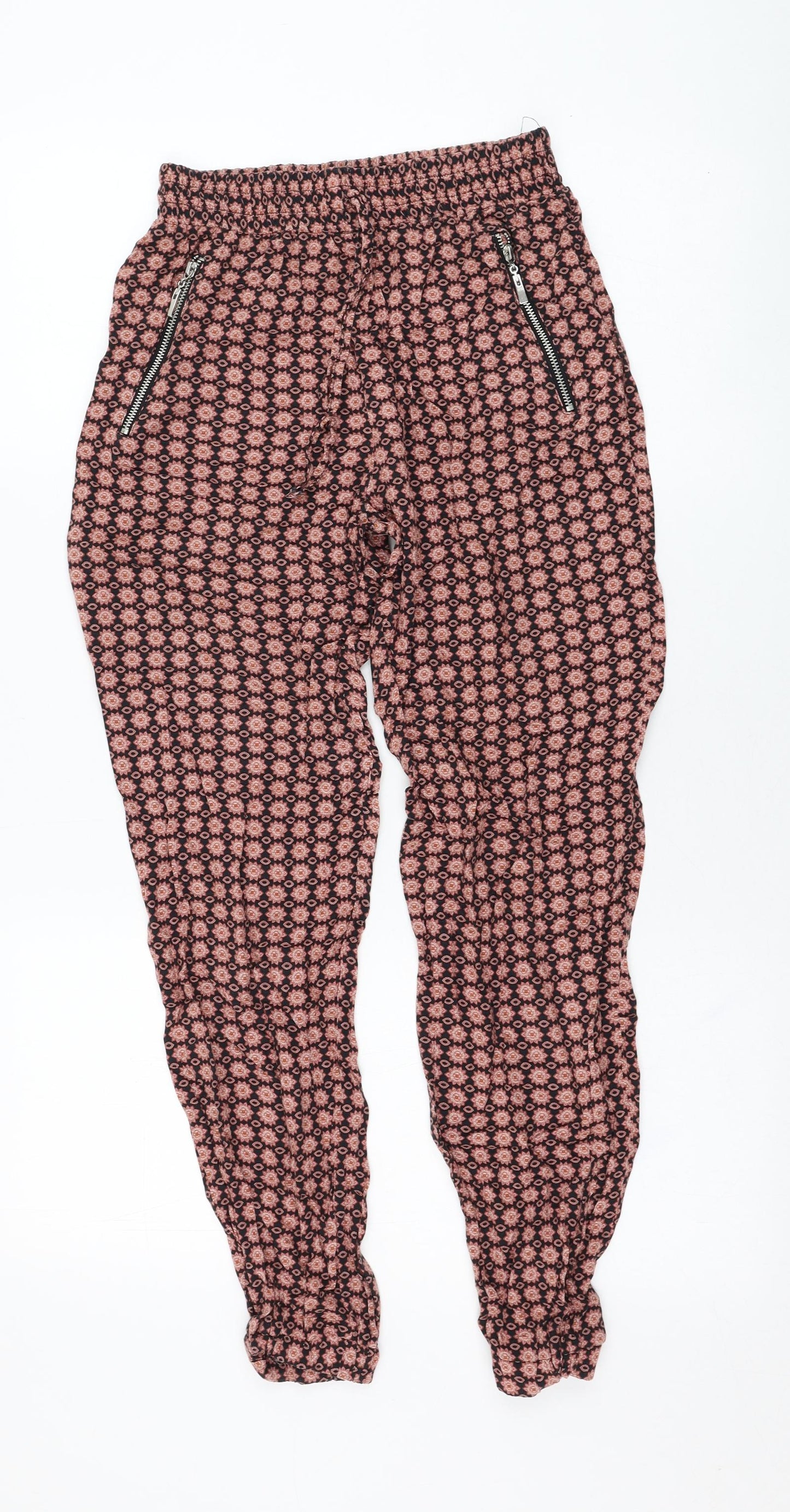 Atmosphere Womens Black Geometric Viscose Trousers  Size 8 L26 in Regular