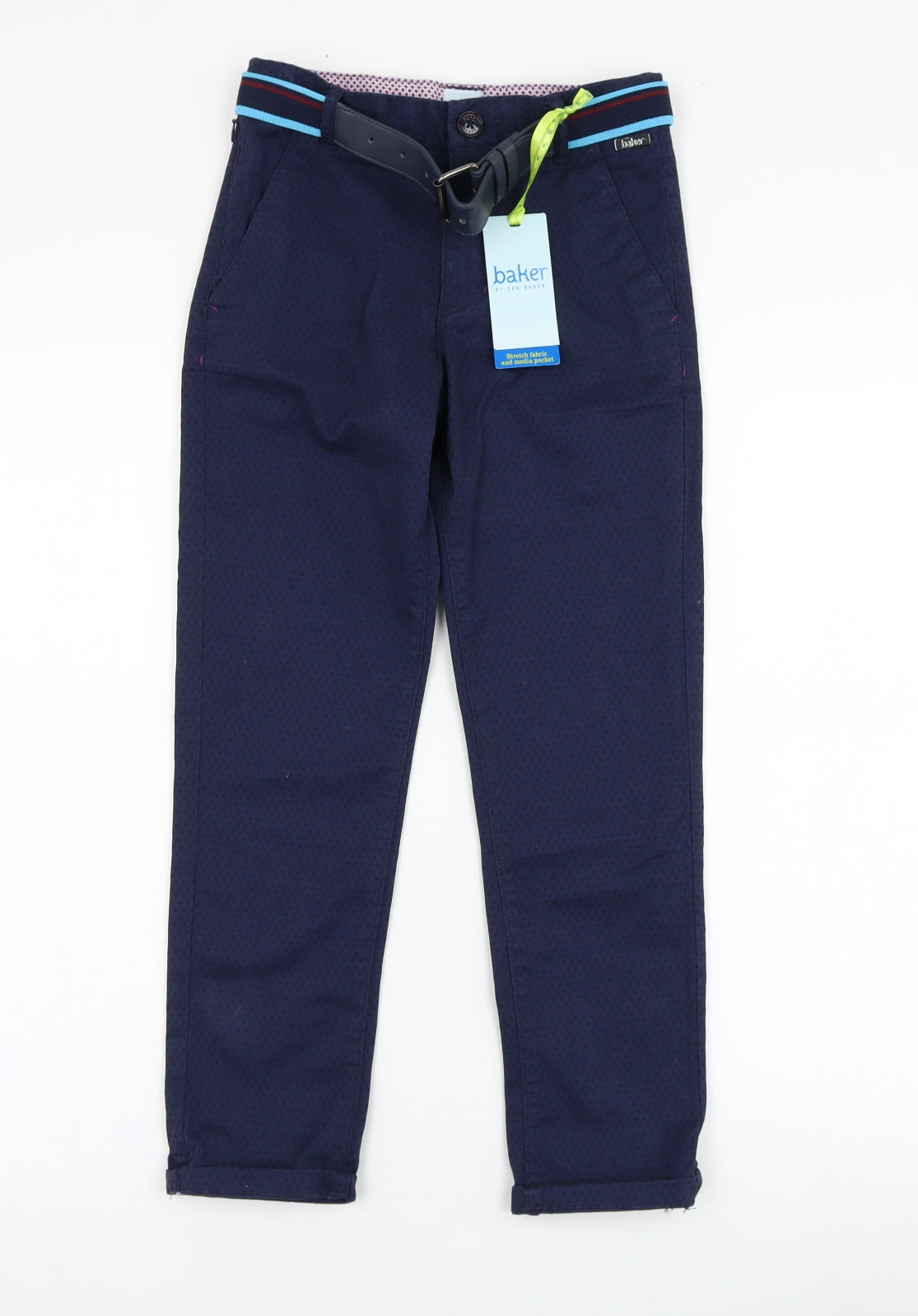 Ted Baker Boys Blue  Cotton Chino Trousers Size 9 Years  Regular Zip