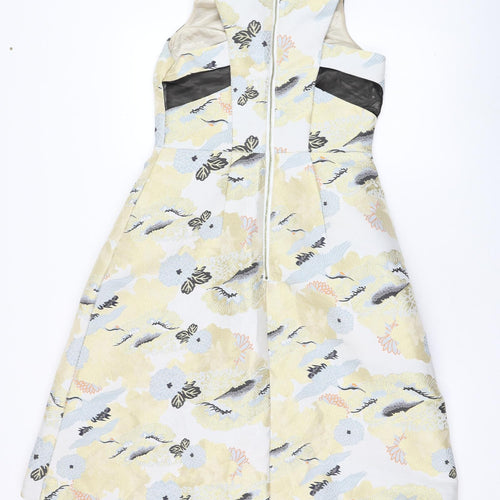 NEXT Womens Ivory Floral Polyester A-Line  Size 10   Zip
