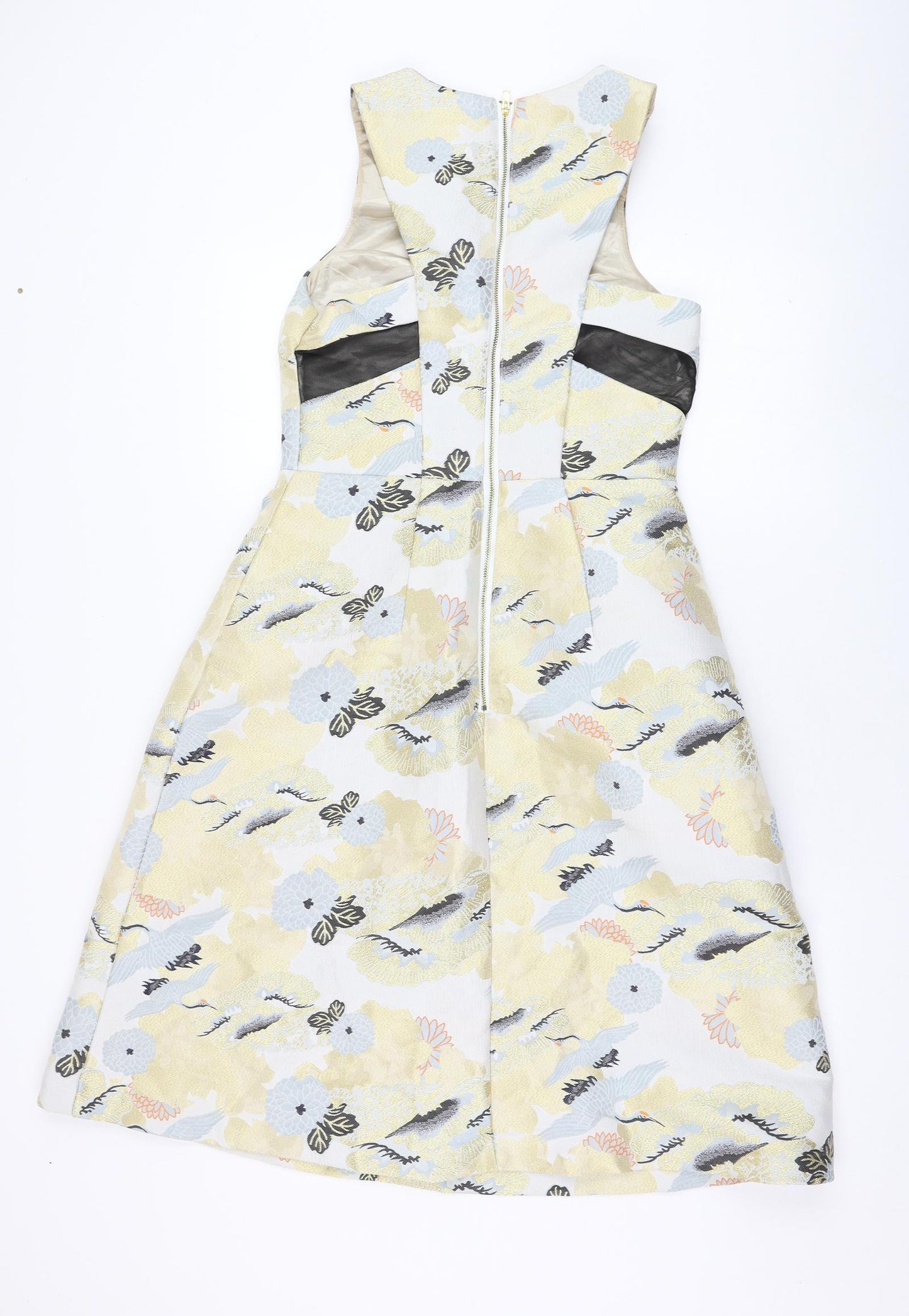 NEXT Womens Ivory Floral Polyester A-Line  Size 10   Zip