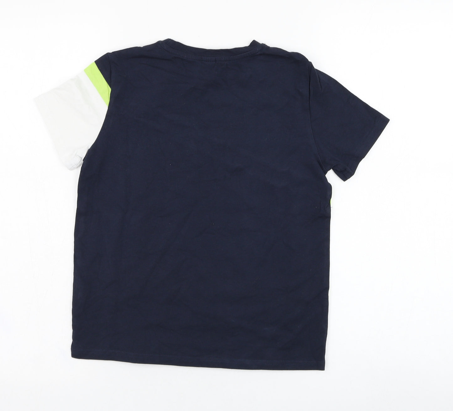 SheIn Boys Ivory  Cotton Basic T-Shirt Size 9-10 Years Round Neck Pullover