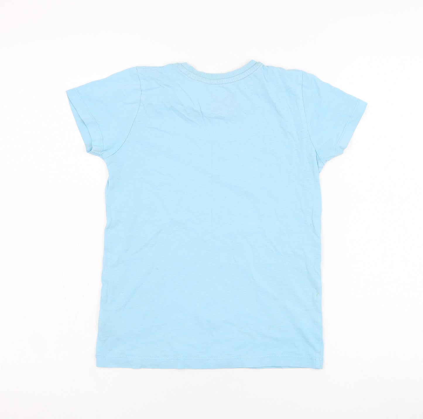 Matalan Boys Blue  Cotton Basic T-Shirt Size 8 Years Round Neck Pullover - New York