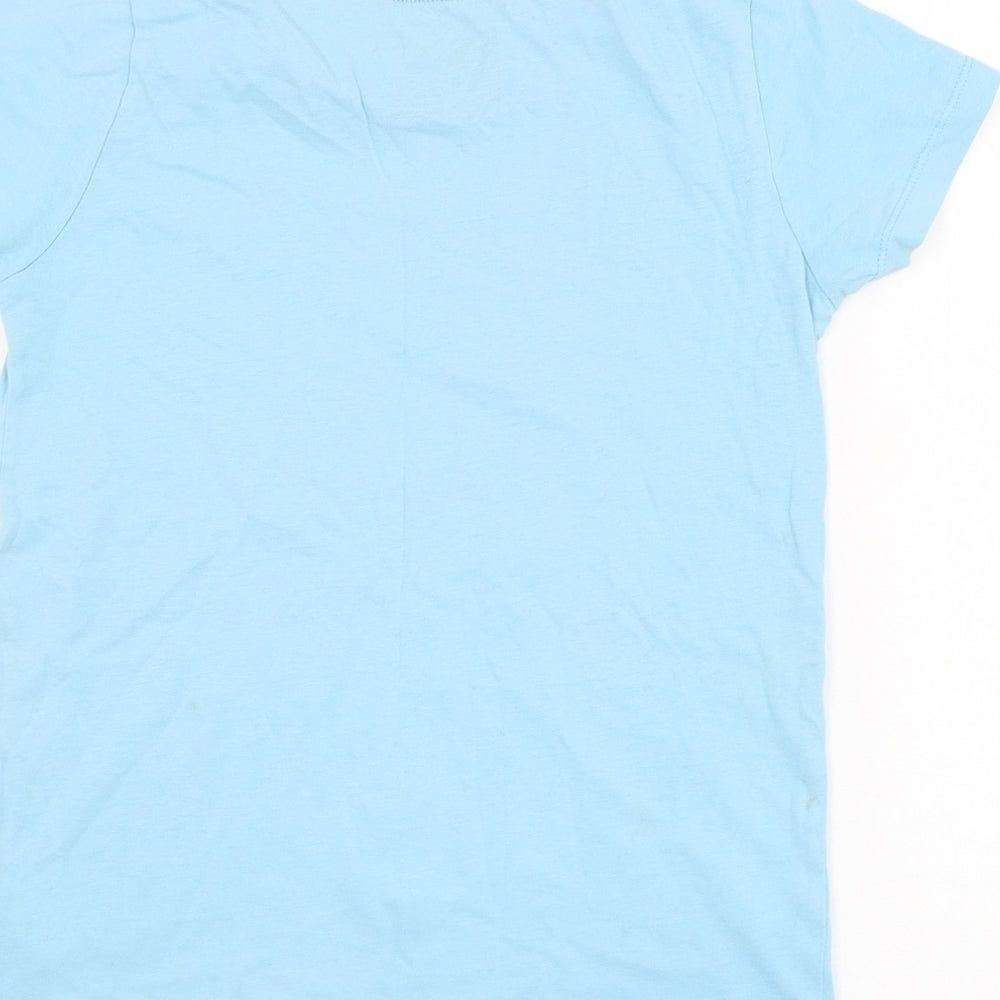 Matalan Boys Blue  Cotton Basic T-Shirt Size 8 Years Round Neck Pullover - New York