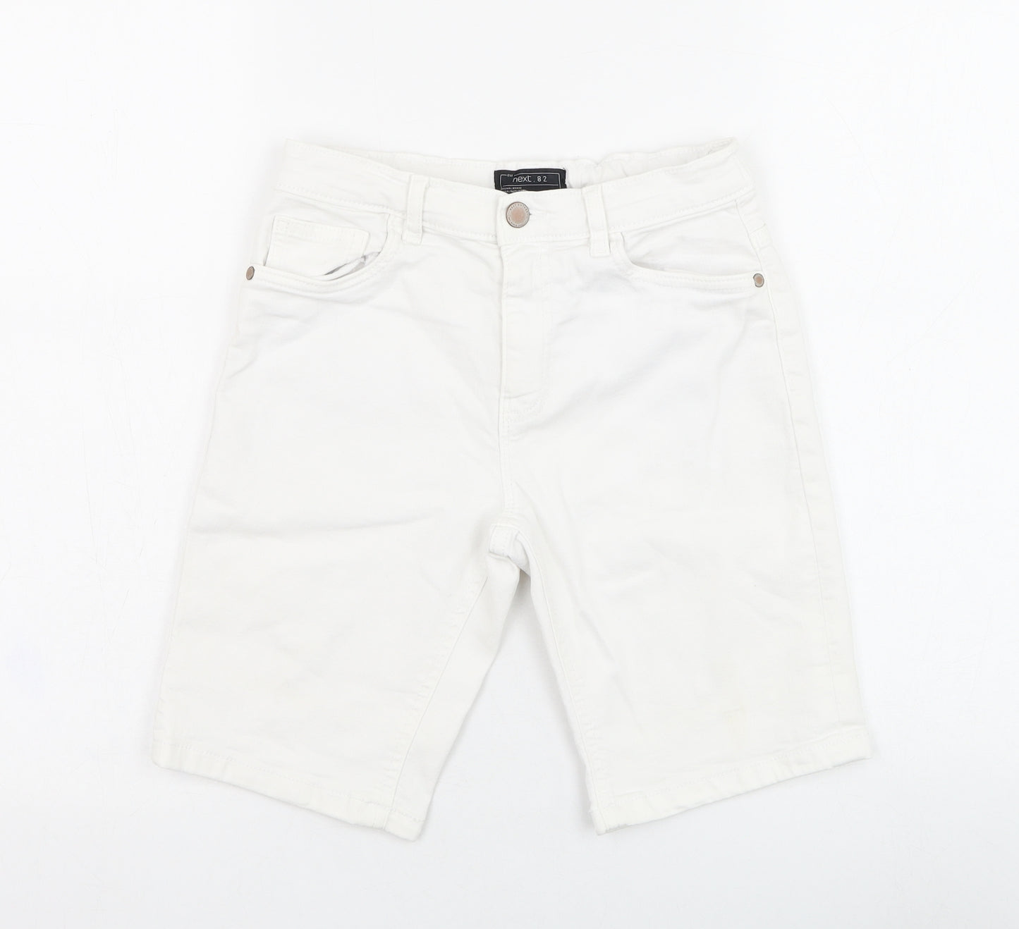NEXT Boys White  Cotton Bermuda Shorts Size 9 Years  Regular Zip