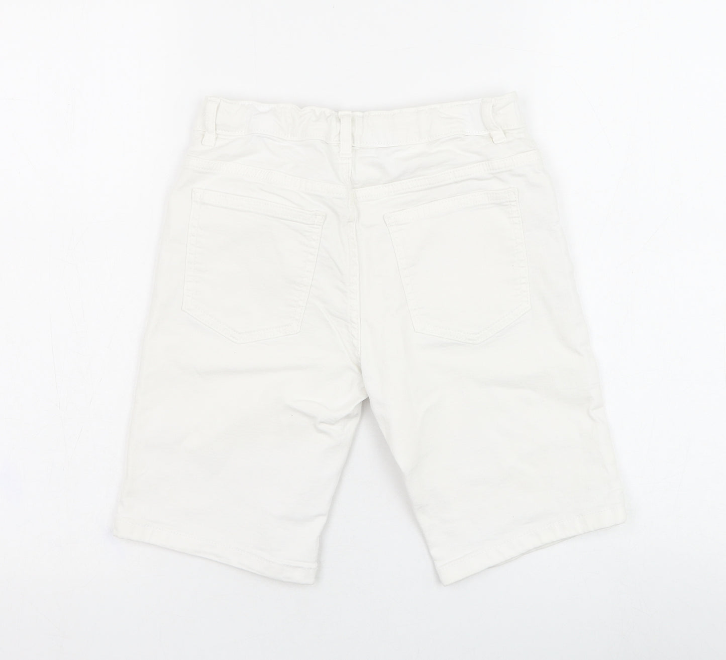 NEXT Boys White  Cotton Bermuda Shorts Size 9 Years  Regular Zip