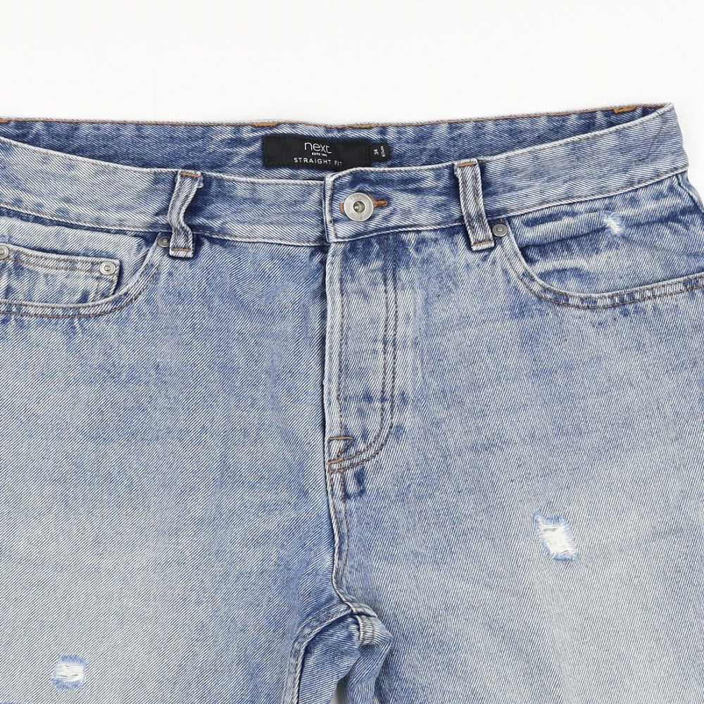 NEXT Mens Blue  Cotton Bermuda Shorts Size 34 in L11 in Regular Zip