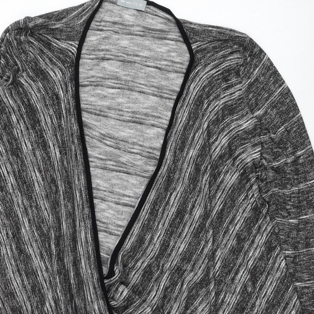 Marks and Spencer Womens Grey Square Neck  Viscose Cardigan Jumper Size 12