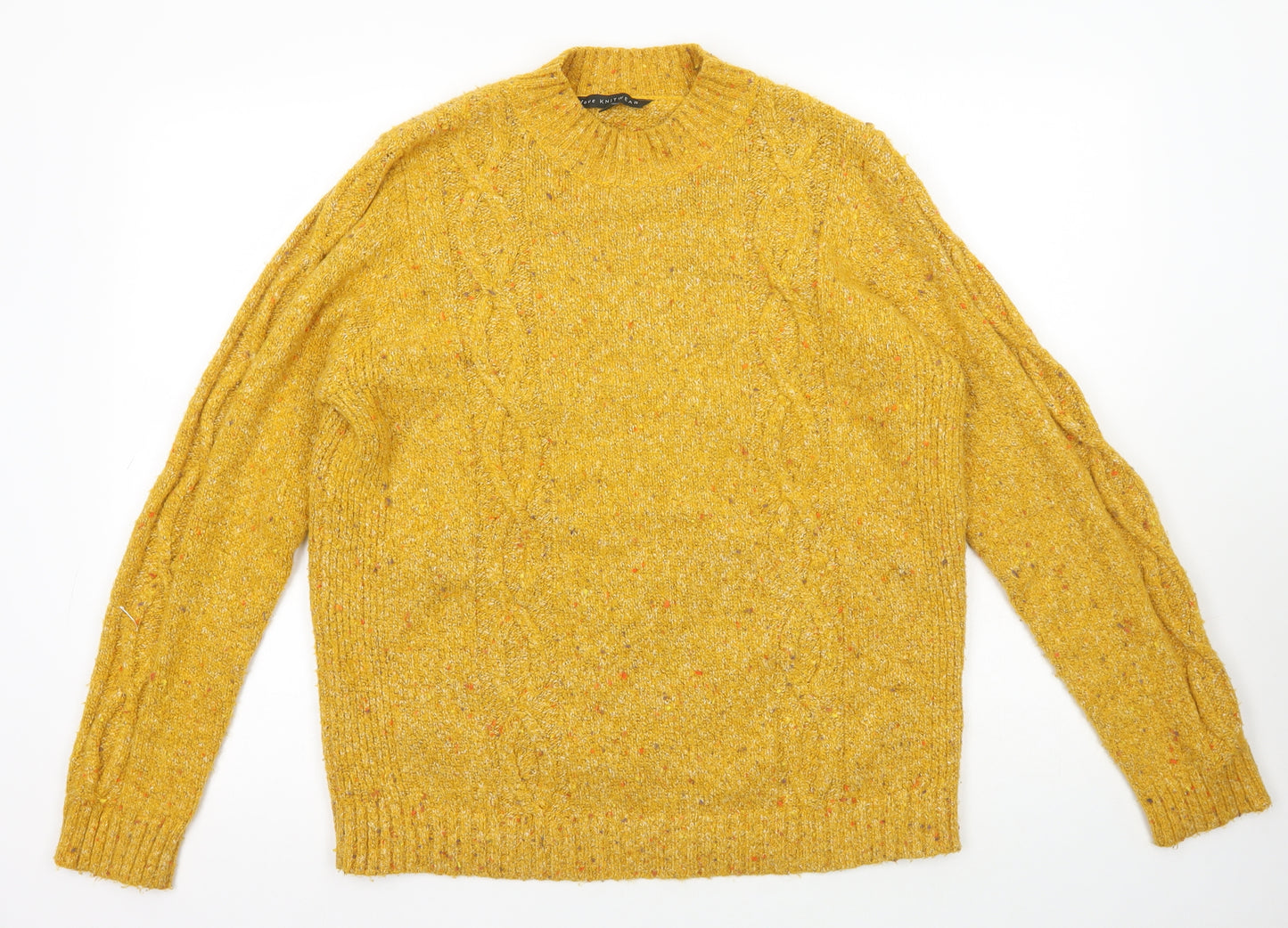 Bonmarché Womens Yellow Mock Neck  Acrylic Pullover Jumper Size 18