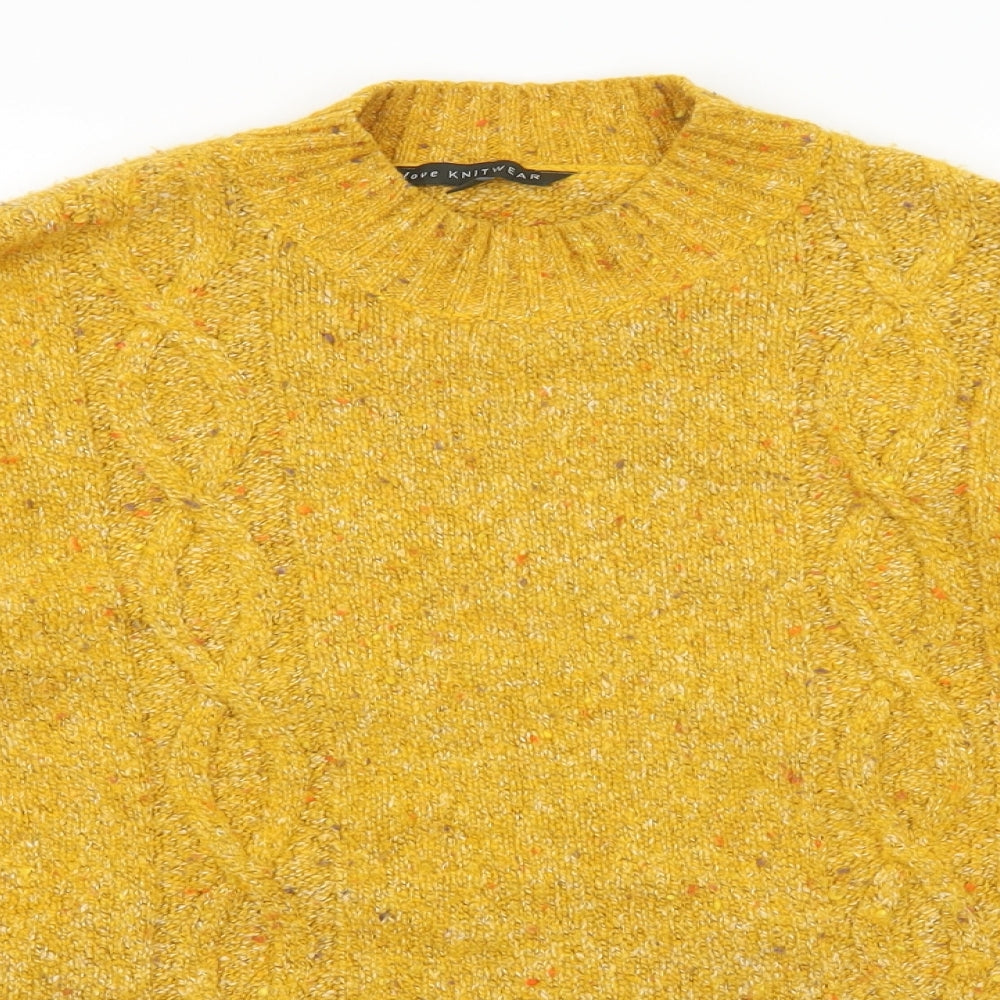 Bonmarché Womens Yellow Mock Neck  Acrylic Pullover Jumper Size 18