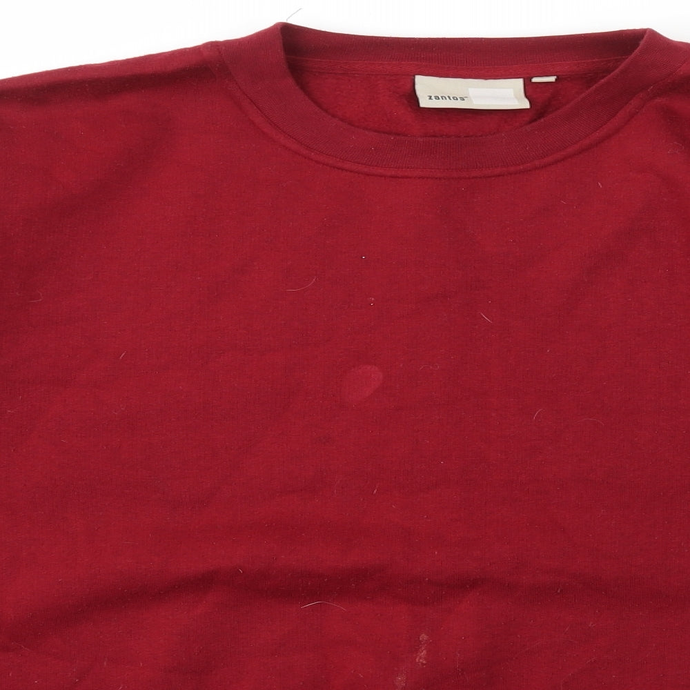 Zantos Mens Red Crew Neck  Polyester Pullover Jumper Size XL