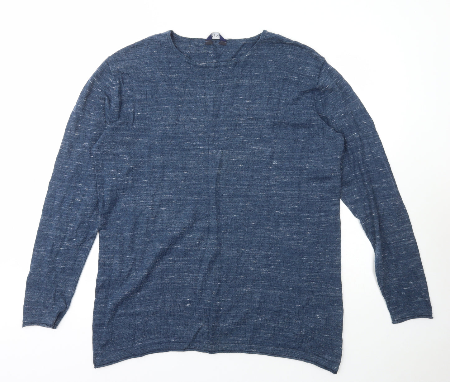 Easy Womens Blue  Cotton Basic T-Shirt Size 2XL Scoop Neck