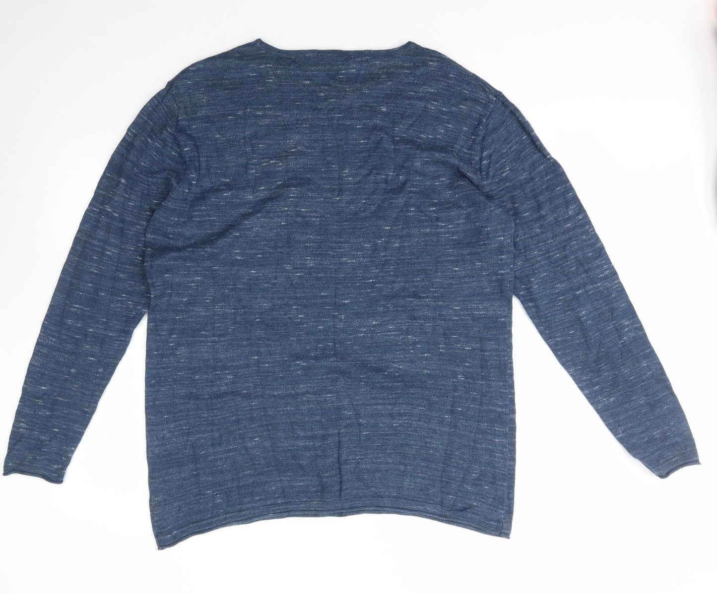 Easy Womens Blue  Cotton Basic T-Shirt Size 2XL Scoop Neck