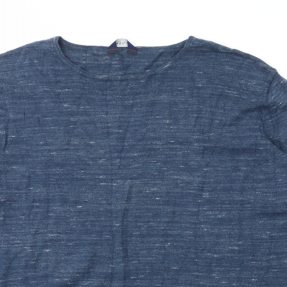 Easy Womens Blue  Cotton Basic T-Shirt Size 2XL Scoop Neck