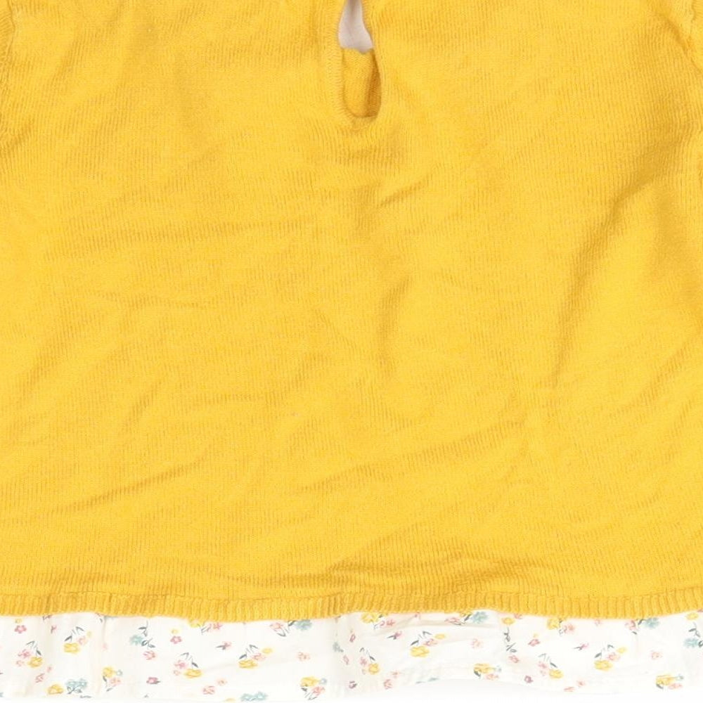 H&M Girls Yellow Collared  Cotton Pullover Jumper Size 4-5 Years