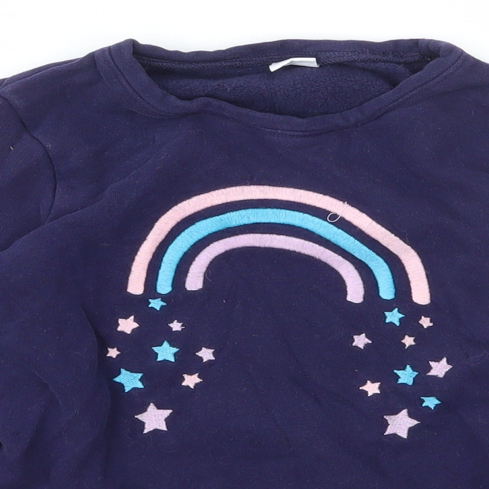 NEXT Girls Blue Crew Neck  Cotton Pullover Jumper Size 9 Years   - Rainbow