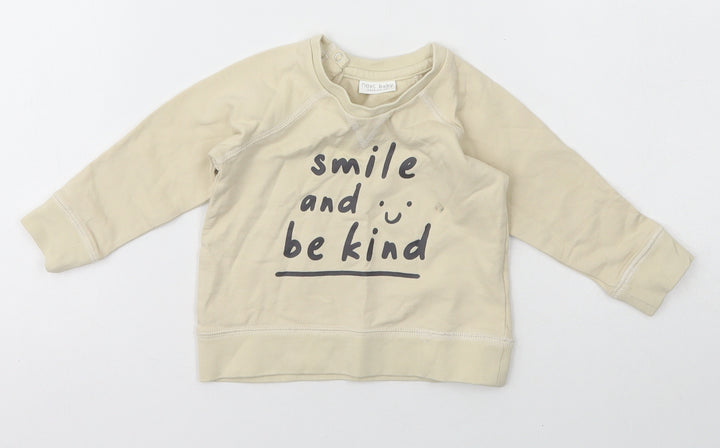 NEXT Girls Beige Cotton Pullover Jumper Size 6-9 Months